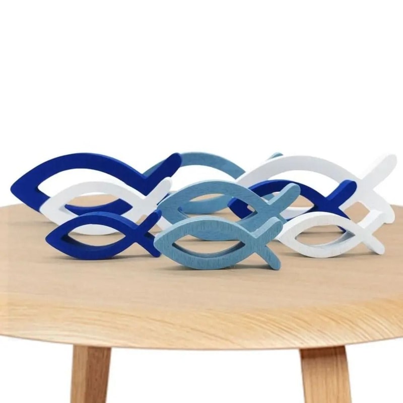 Coastal Artisan Wooden Fish Set 9PCS Handcrafted Ocean Wall Art Executive Studio Seaside Sanctua 0