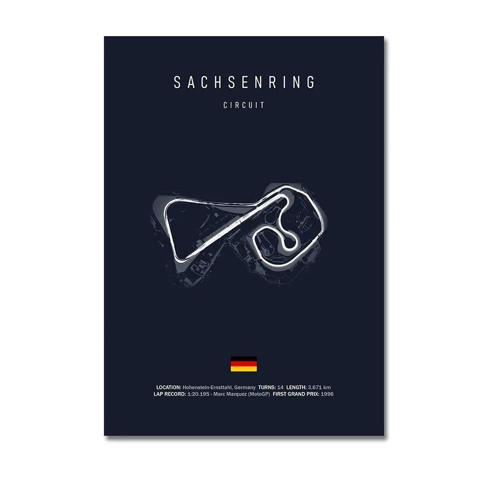 Grand Prix Circuit Series F1 Track Canvas Wall Art Executive Motorsport Studio Sanctuary Decor 16