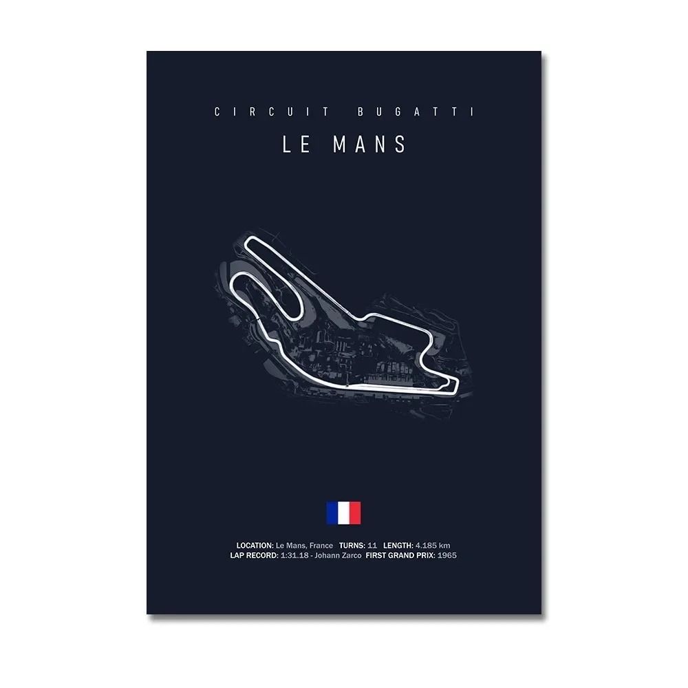 Grand Prix Circuit Series F1 Track Canvas Wall Art Executive Motorsport Studio Sanctuary Decor 25