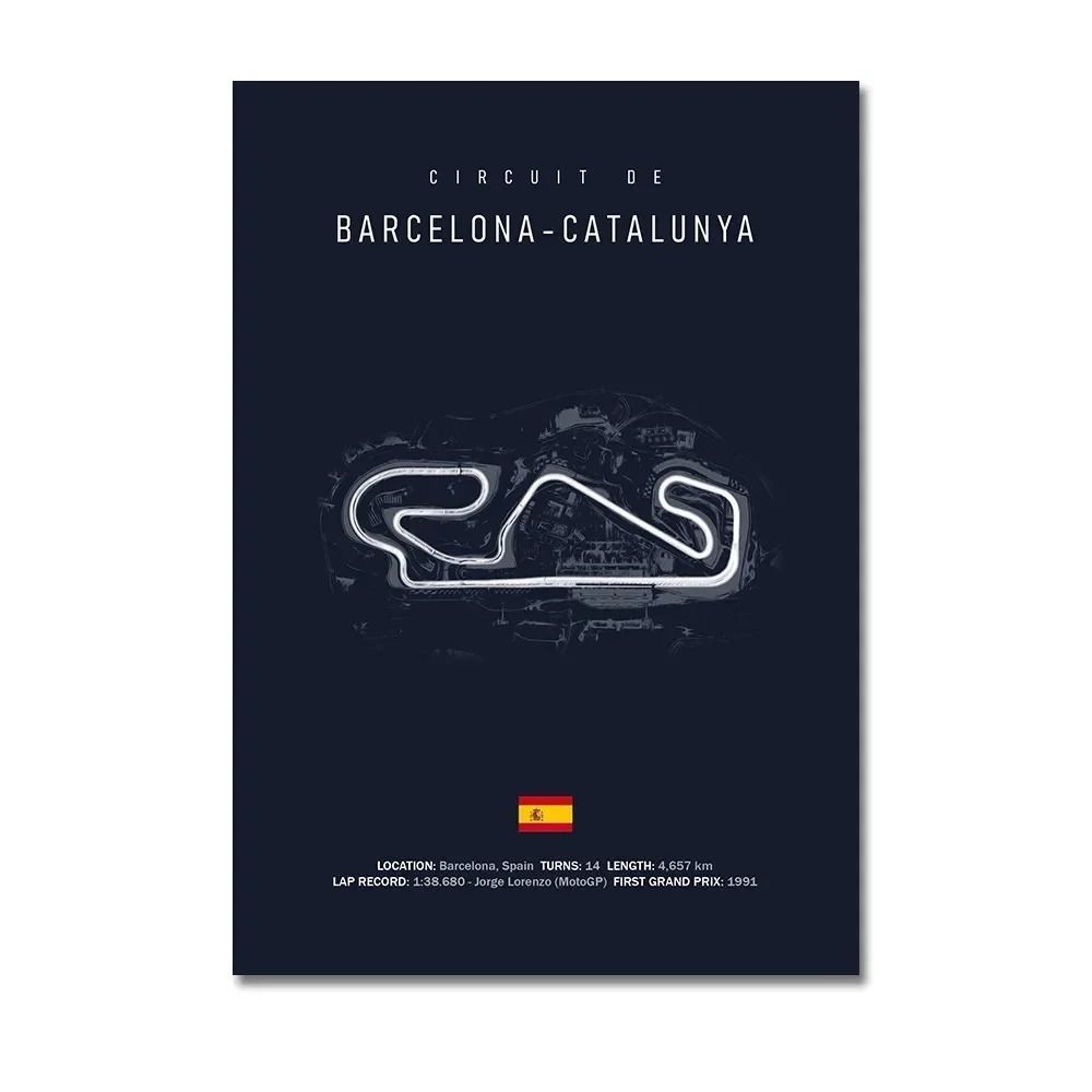 Grand Prix Circuit Series F1 Track Canvas Wall Art Executive Motorsport Studio Sanctuary Decor 28