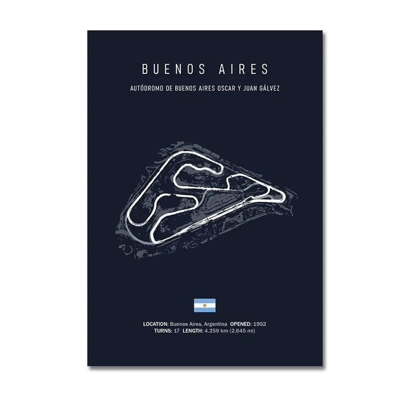 Grand Prix Circuit Series F1 Track Canvas Wall Art Executive Motorsport Studio Sanctuary Decor 24