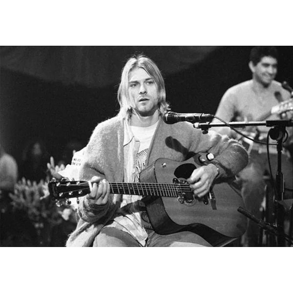Monochrome Legend Canvas Kurt Cobain Retro Rock Portrait Executive Music Studio Modern Sanctuary 15