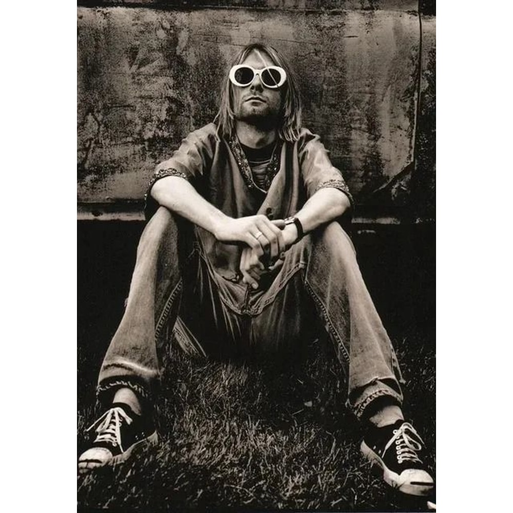 Monochrome Legend Canvas Kurt Cobain Retro Rock Portrait Executive Music Studio Modern Sanctuary 17