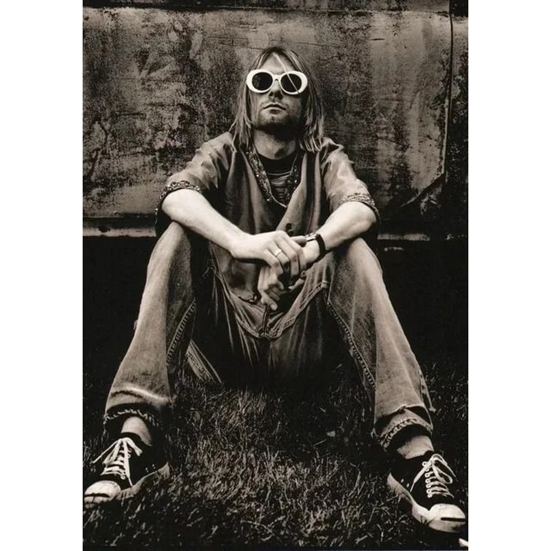 Monochrome Legend Canvas Kurt Cobain Retro Rock Portrait Executive Music Studio Modern Sanctuary 17