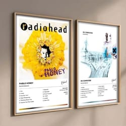 art-rock icon canvas | radiohead the bends album cover | executive music studio & modern sanctuary decor