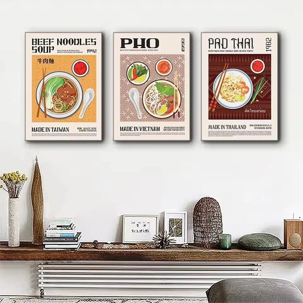 World Cuisine Canvas Art Gourmet Ravioli Ramen Posters Executive Kitchen Culinary Sanctuary Dec 2