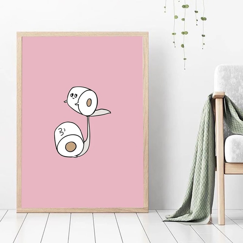Yoga Toilet Paper Canvas Funny Minimalist Washroom Art Executive Suite Nordic Sanctuary Decor 2