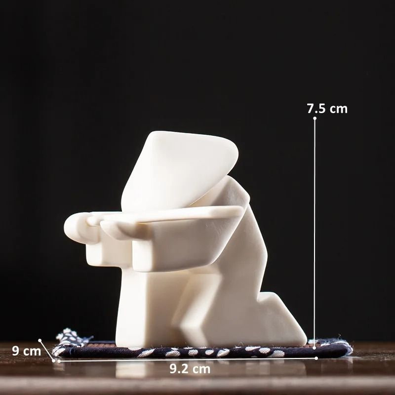 Blanc De Chine Samurai Geometric Ceramic Warrior Figurine Executive Studio Oriental Sanctuary De 12