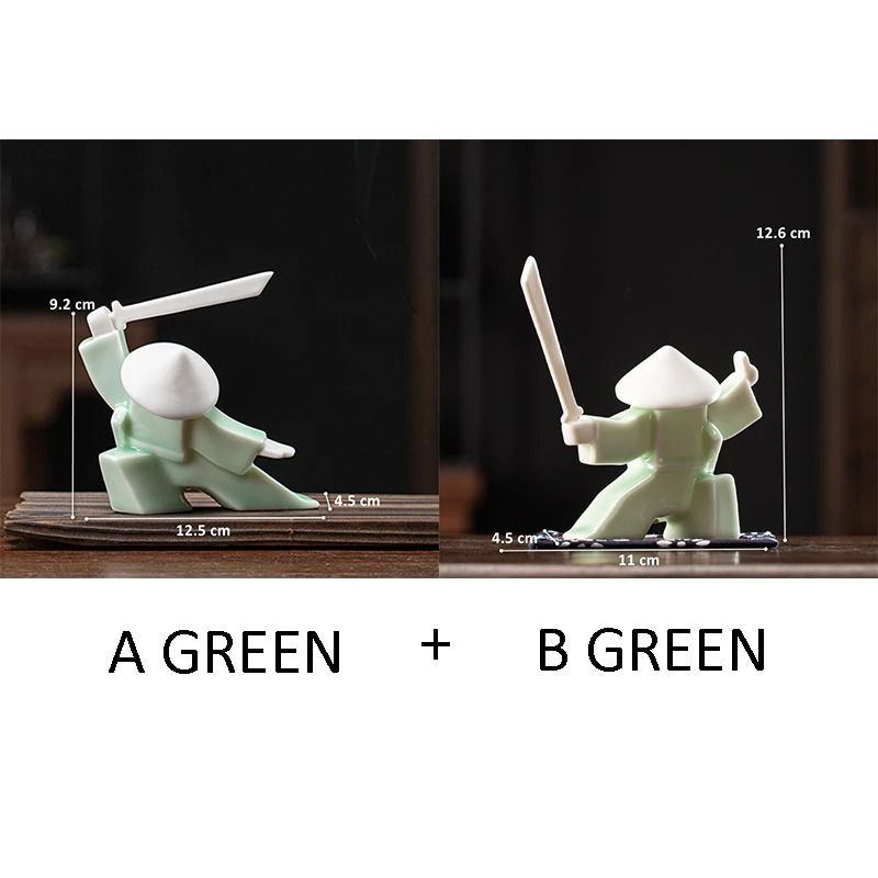 Blanc De Chine Samurai Geometric Ceramic Warrior Figurine Executive Studio Oriental Sanctuary De 19