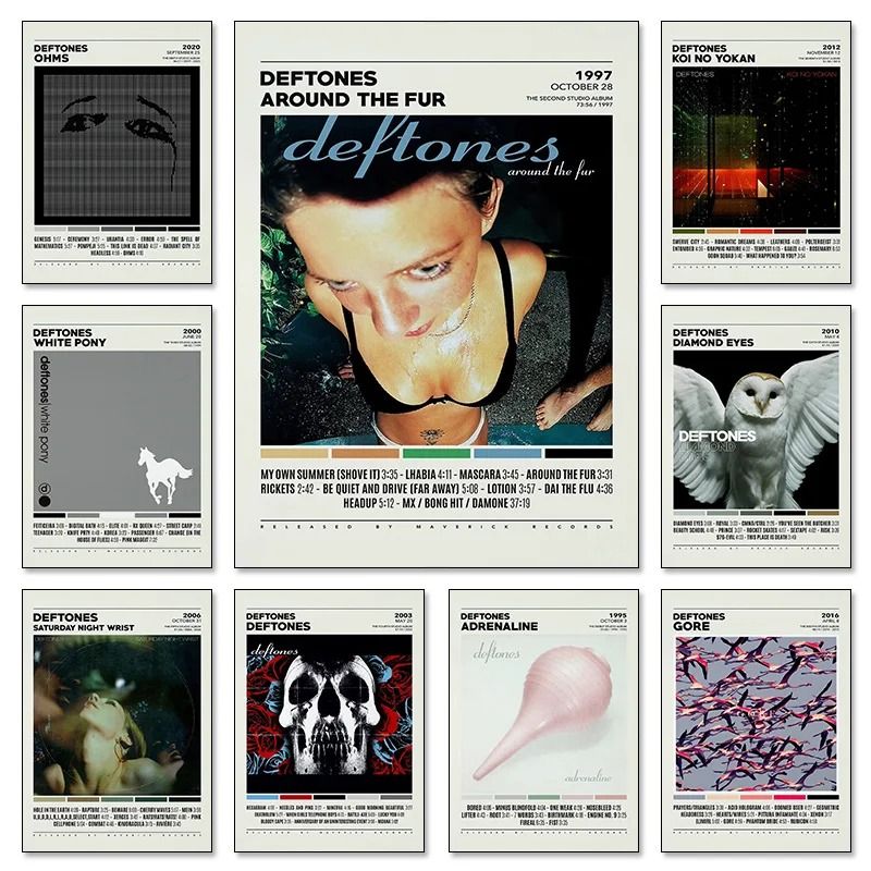 Deftones Discography Series AltMetal Album Cover Art Executive Studio NuMetal Sanctuary Decor 0