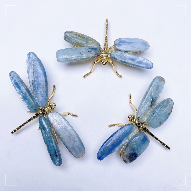 Ethereal Kyanite Sentinel Polished Blue Spar Dragonfly Butterfly Figurine Executive Studio Heal 2