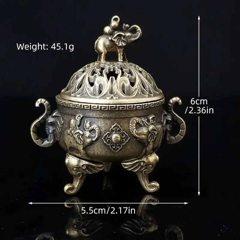 Majestic Elephant Censer TripleLegged BrassTone Incense Burner Executive Studio Meditation Sanct 1