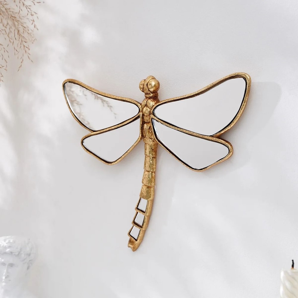 Golden Helix Dragonfly MirrorFinish Resin Wall Sculpture Executive Studio AvantGarde Sanctuary D 4