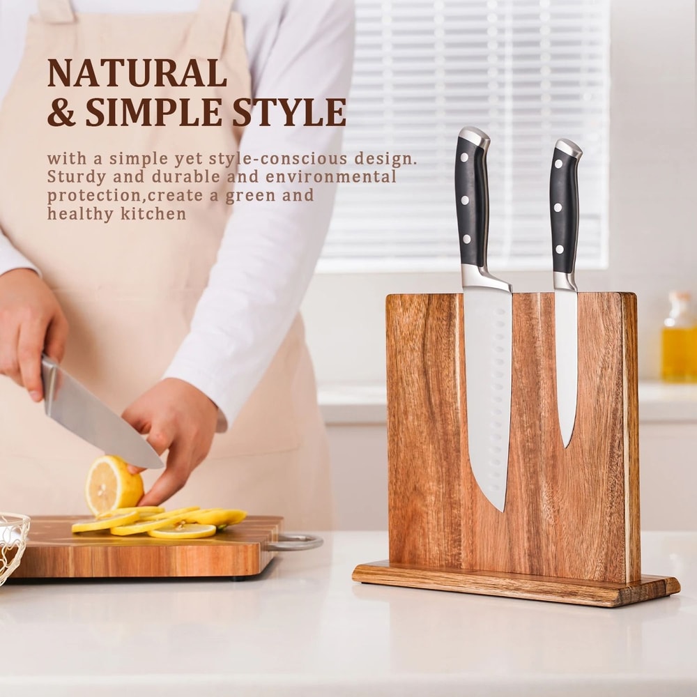 Acacia Monolith Magnetic Hardwood Knife Block Executive Studio Culinary Sanctuary Decor 3