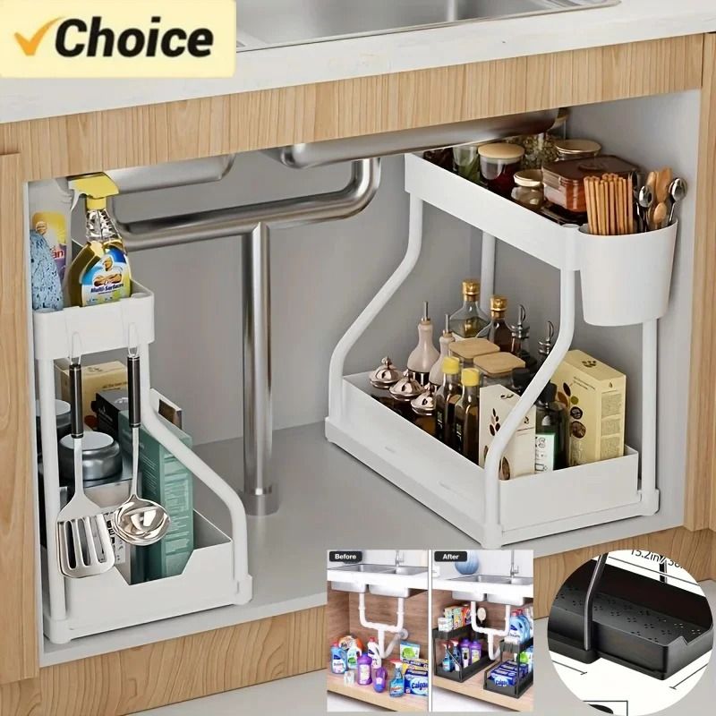 BasaltGlide 2Tier Organizer SpaceSaving PullOut UnderSink Storage System 0