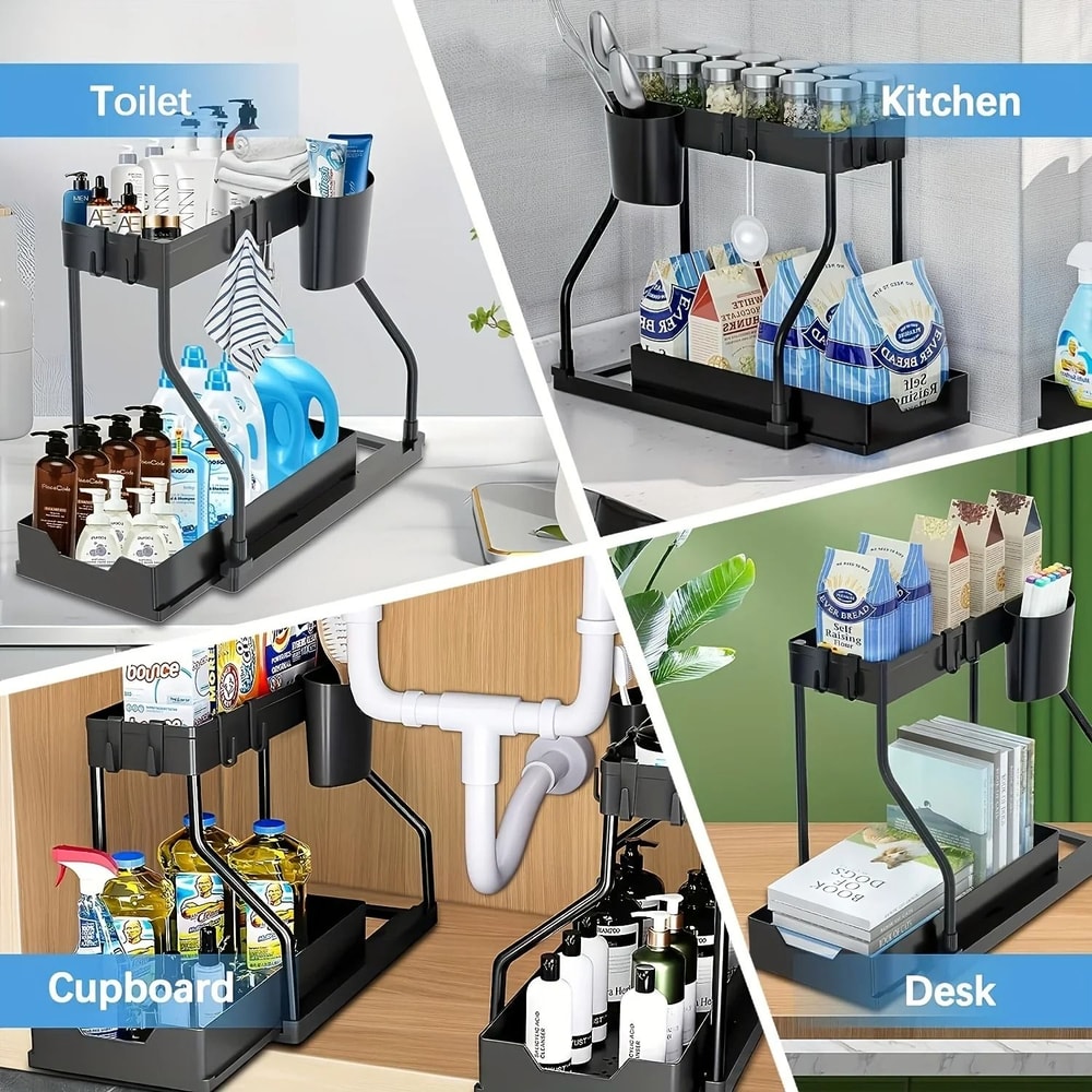BasaltGlide 2Tier Organizer SpaceSaving PullOut UnderSink Storage System 4