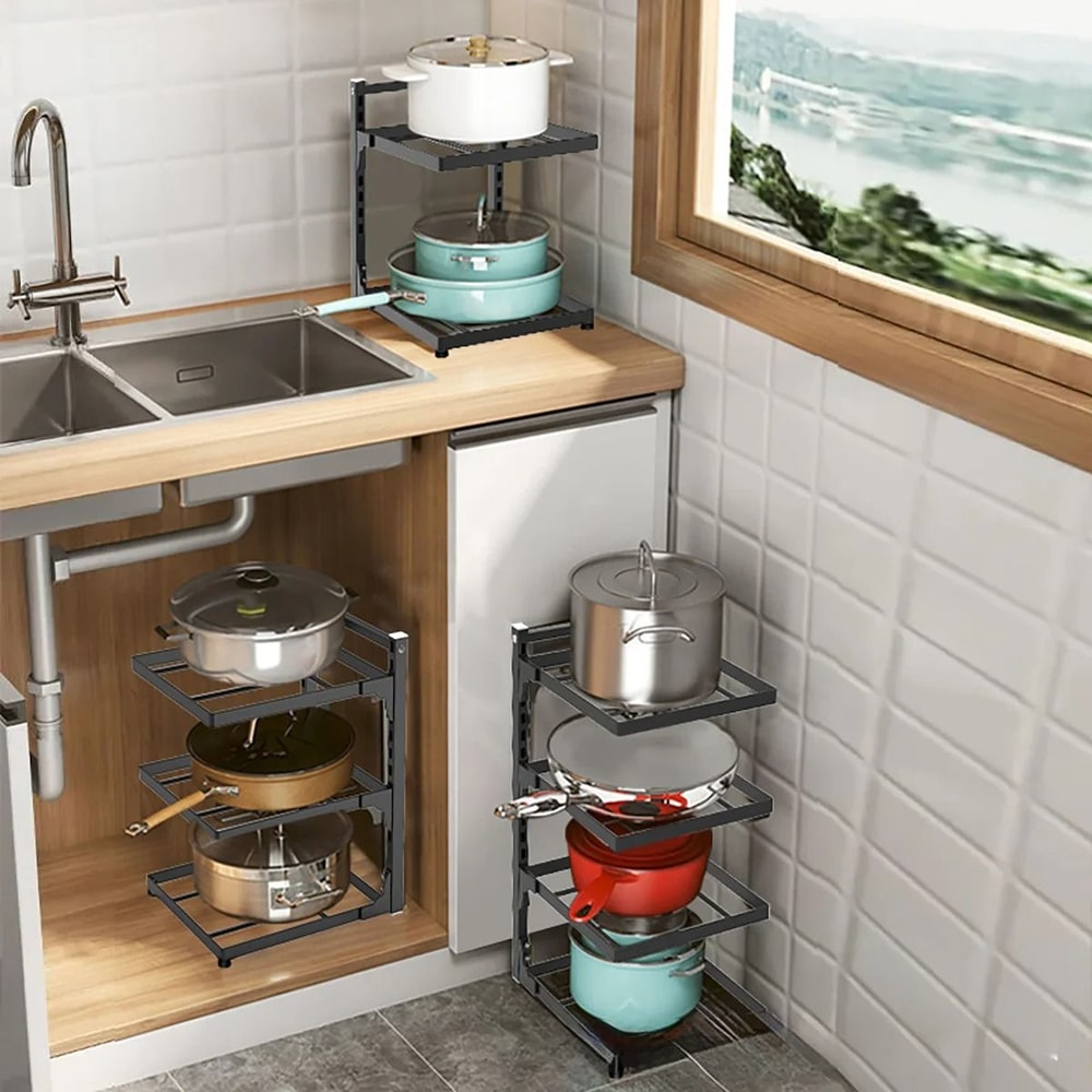 Nexus Modular Pot Rack Adjustable MultiTier Kitchenware Organizer UnderSink Corner Sanctuary Dec 3