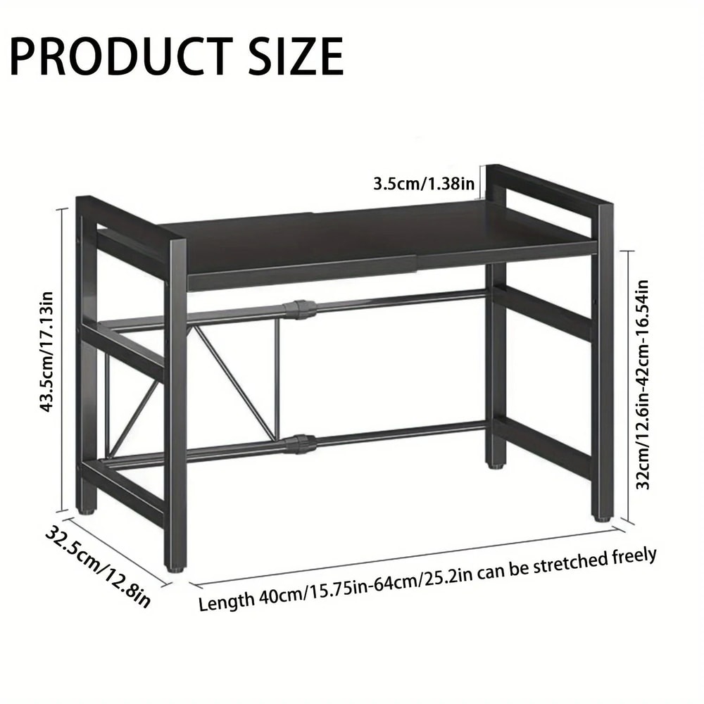 Monolith Expansion Rack 4064cm Extendable Microwave Shelf With 6 Accessory Hooks 5