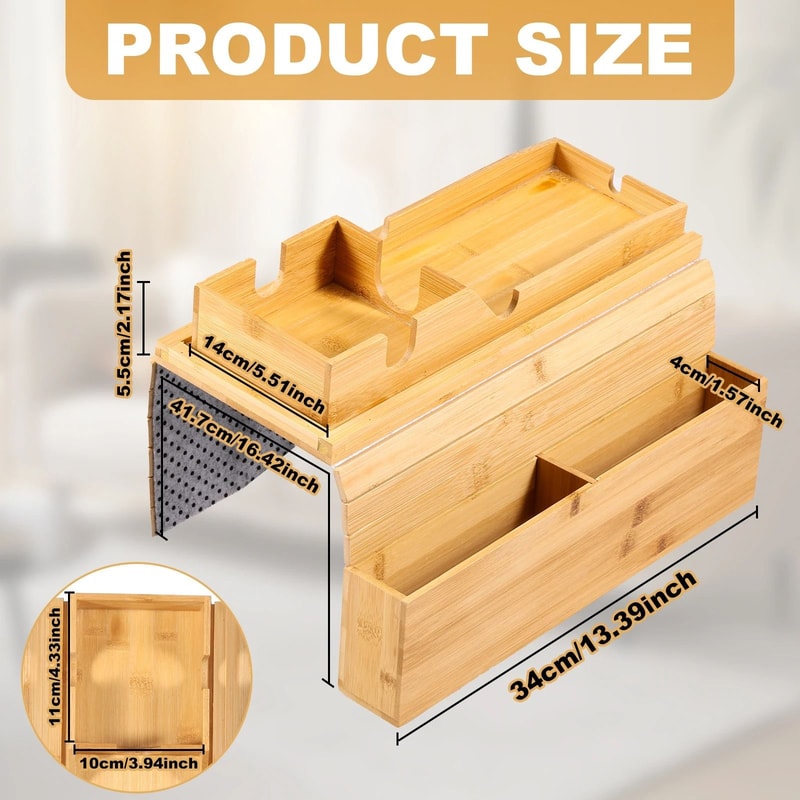 Zen Armrest Vault Folding Wood Sofa Tray Organizer Executive Studio Sanctuary Lounge Decor 10