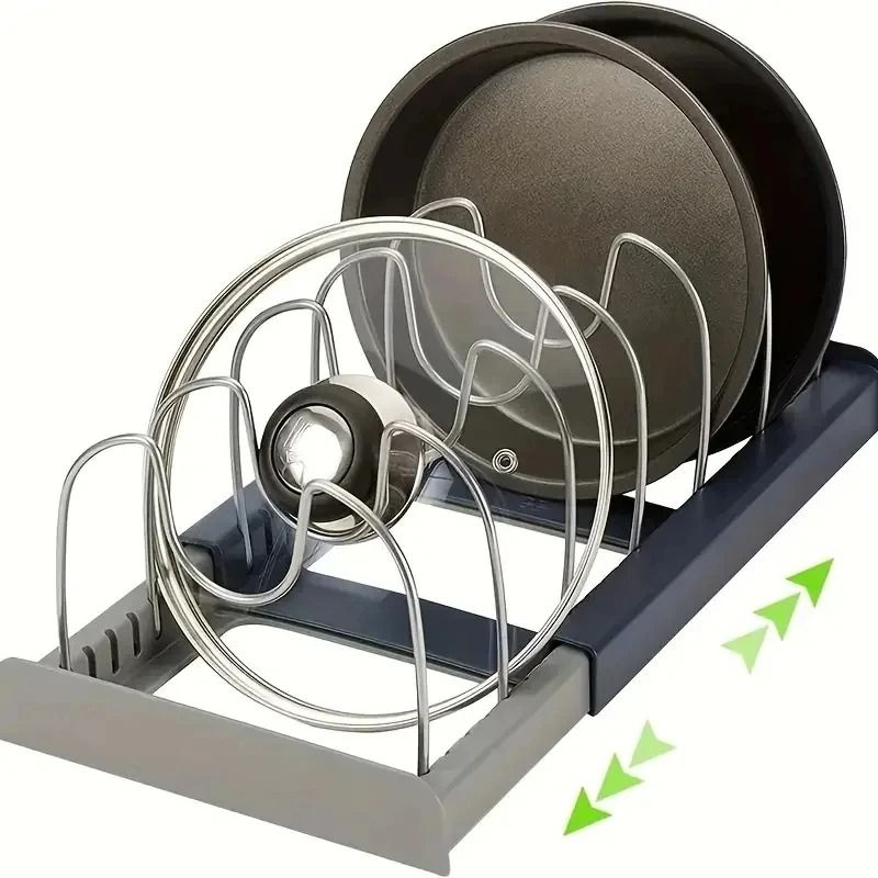 Titan Expansion Rack Adjustable Stainless Steel Pot Pan Lid Organizer For Kitchen Cabinets 0