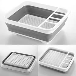zen foldable drain basin | collapsible tableware rack & integrated drying tray