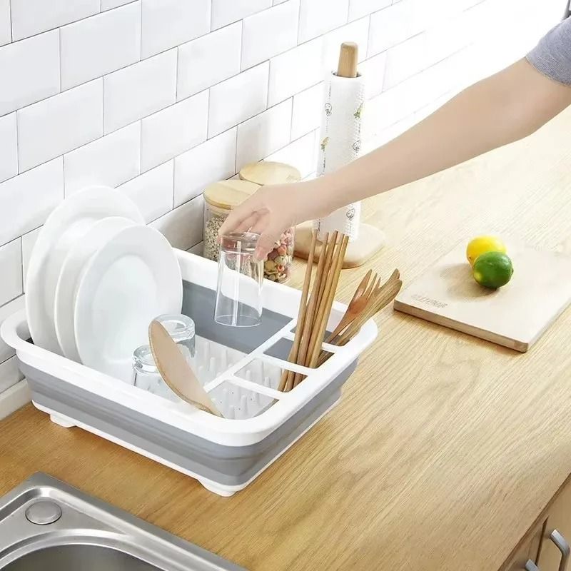 Zen Foldable Drain Basin Collapsible Tableware Rack Integrated Drying Tray 2