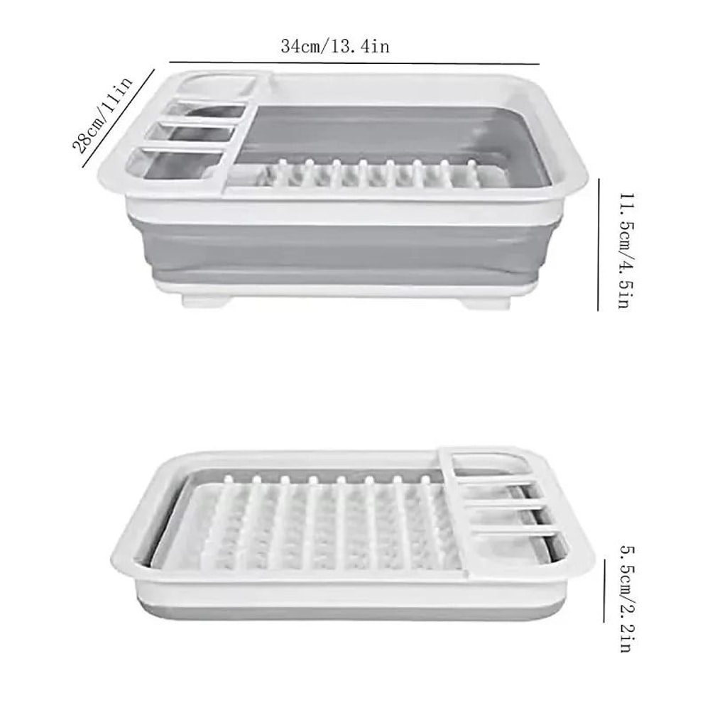 Zen Foldable Drain Basin Collapsible Tableware Rack Integrated Drying Tray 4