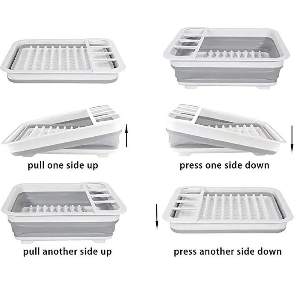 Zen Foldable Drain Basin Collapsible Tableware Rack Integrated Drying Tray 5