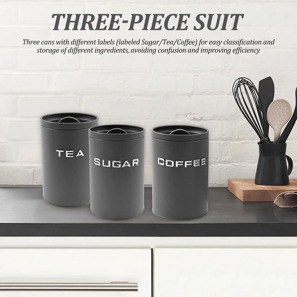 Nexus Essence Trio Airtight Coffee Tea Sugar Canister Set Executive Countertop Storage Ritual S 3