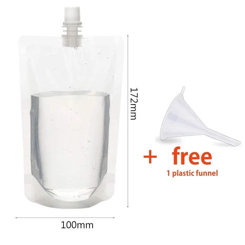 Professional Travel Drink Spout Pouches Transparent Portable Beverage Juice Storage System 12