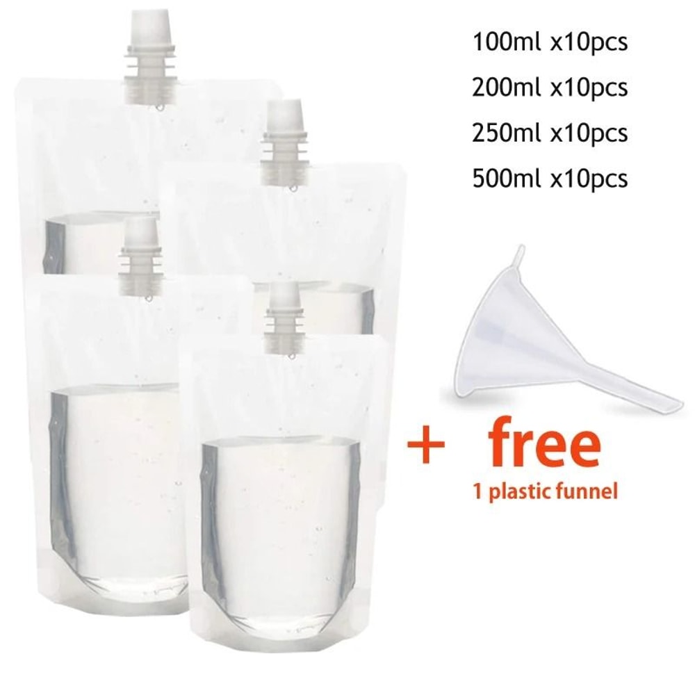 Professional Travel Drink Spout Pouches Transparent Portable Beverage Juice Storage System 16