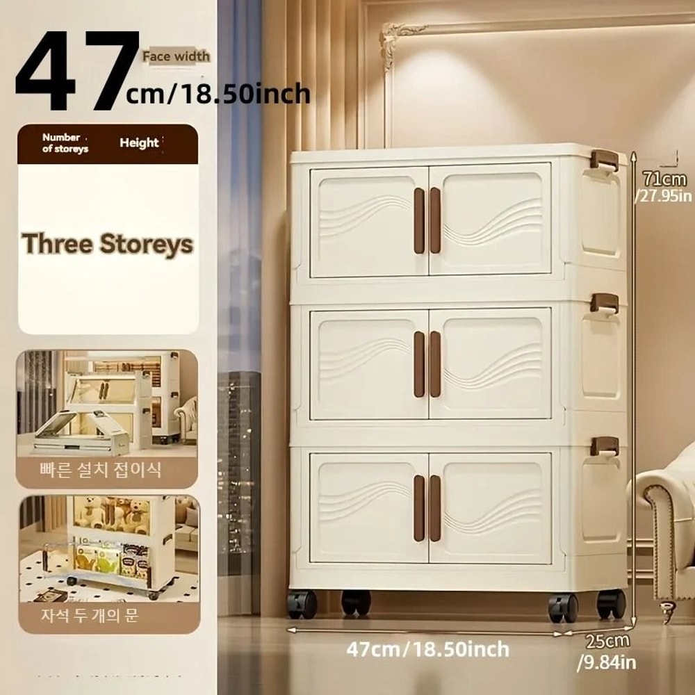 Foldable Modular Storage Vault Transparent DualDoor Cabinet Stackable Organizer For Apparel Medi 7