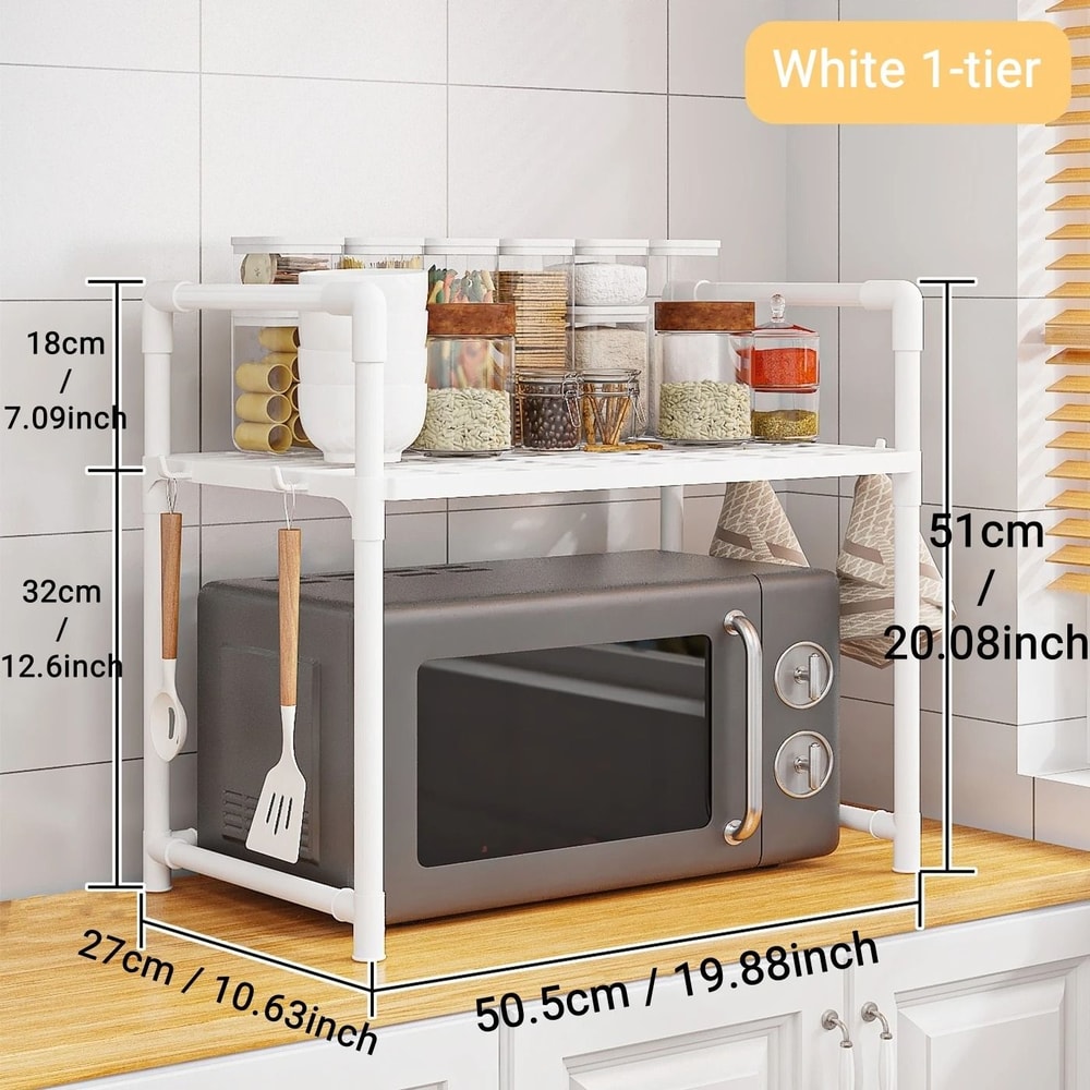 Microwave Storage Rack SpaceSaving Countertop Organizer Advanced Kitchen Utensil Tableware Shelf 6