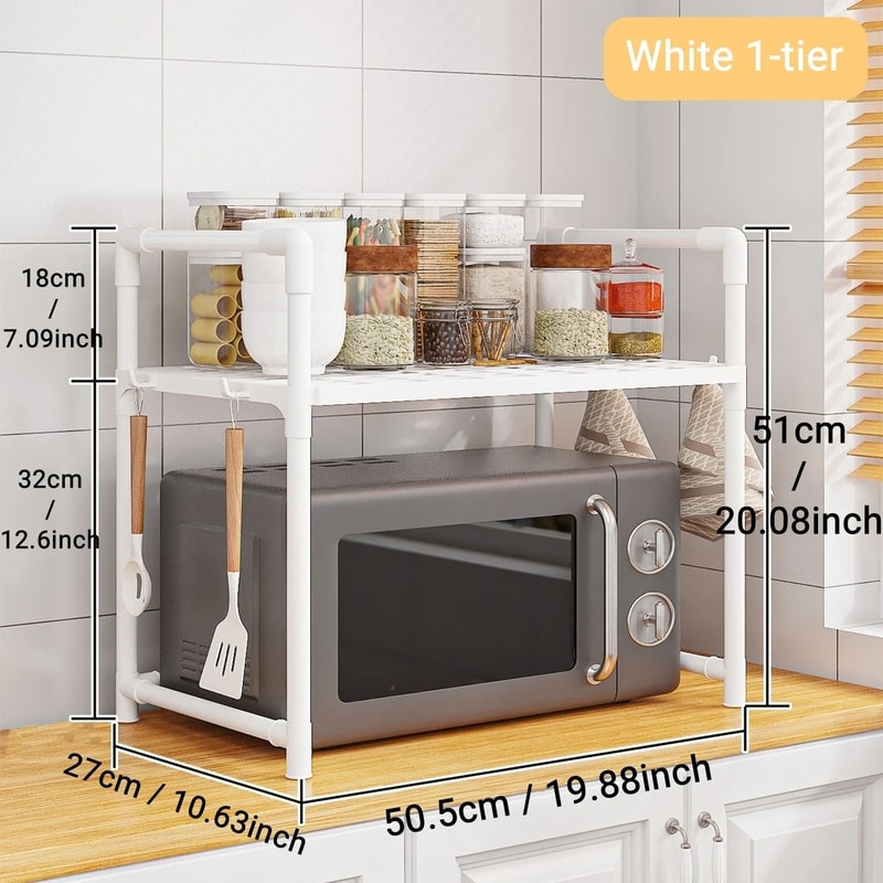 Microwave Storage Rack SpaceSaving Countertop Organizer Advanced Kitchen Utensil Tableware Shelf 6