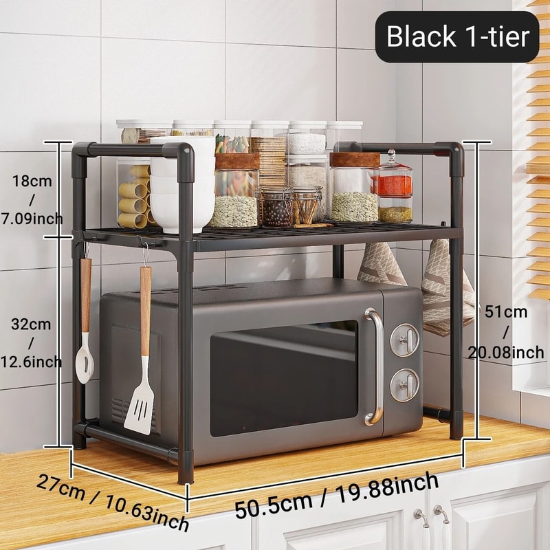 Microwave Storage Rack SpaceSaving Countertop Organizer Advanced Kitchen Utensil Tableware Shelf 7