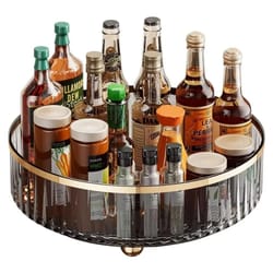 rotating clear container bin | round countertop spice & bottle organizer | executive pantry & cabinet turntable