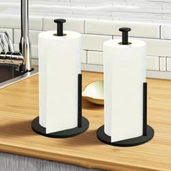 stainless steel kitchen roll holder with weighted base | heavy-duty countertop organizer | space-saving paper towel stan