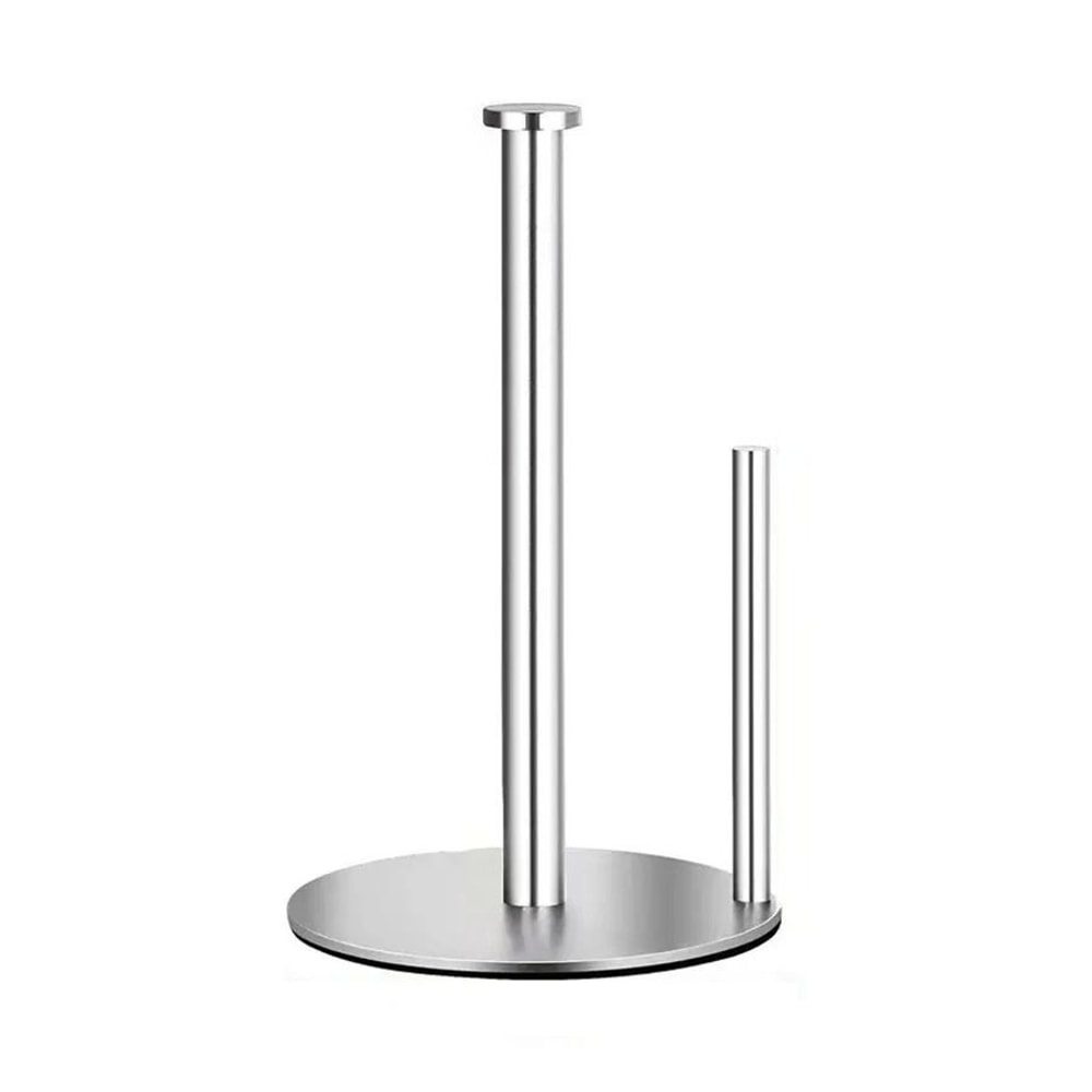 Stainless Steel Kitchen Roll Holder With Weighted Base HeavyDuty Countertop Organizer SpaceSaving 5