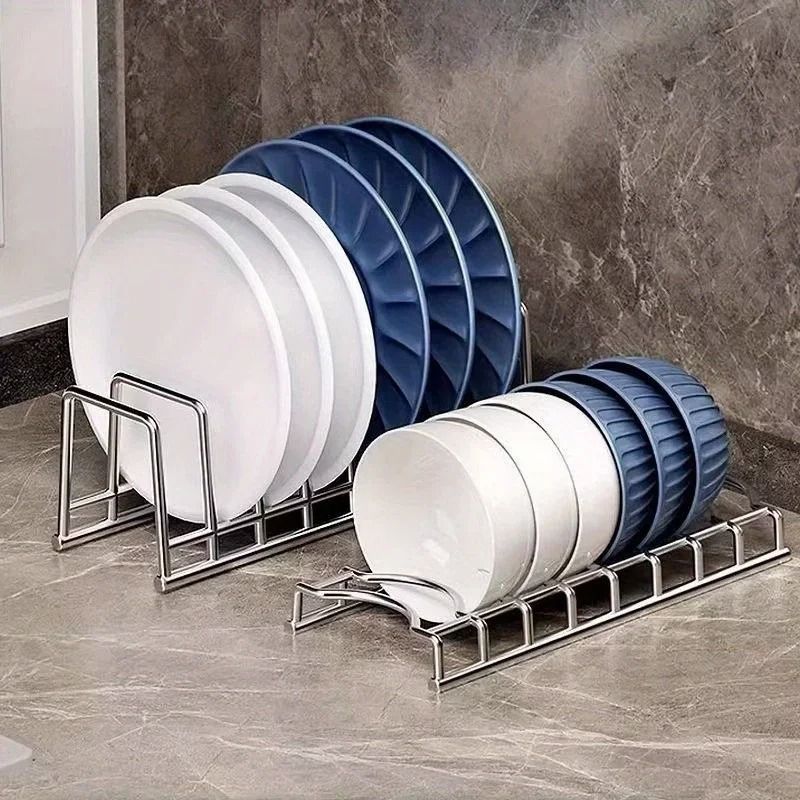 Compact Metal Plate Holder Executive 8Slot Dish Drying Rack Minimalist Cabinet Countertop Organi 3