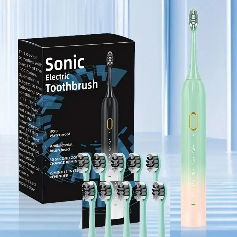 Rotary Electric Toothbrush System Waterproof Rechargeable Cleaning Suite Executive 10Head Dental 1