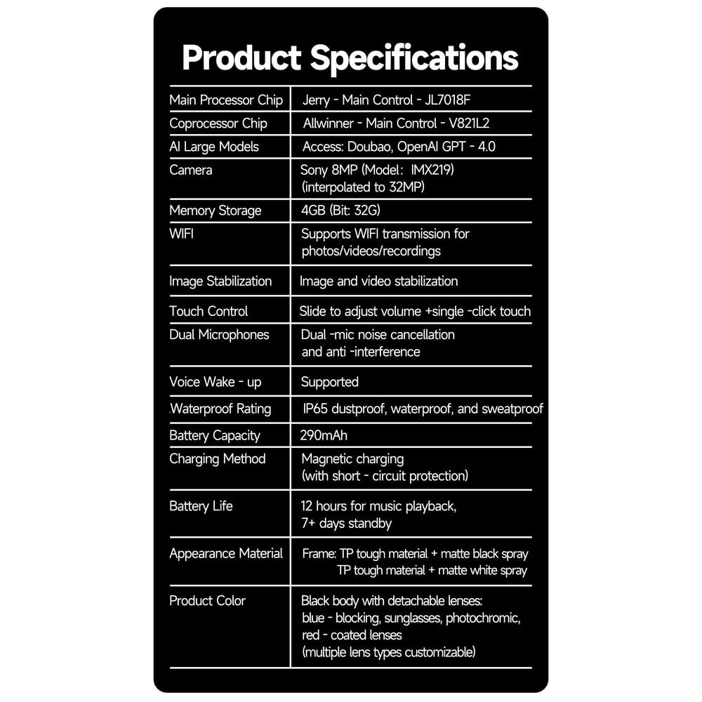 AI Smart Glasses With 8MP Sony Camera RealTime Translation Video Recording Executive Augmented R 6