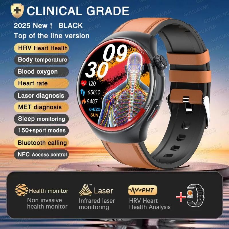 2025 Nursing Health Laser Smartwatch Blood Pressure Pulse Monitor Executive Wellness Bluetooth C 10