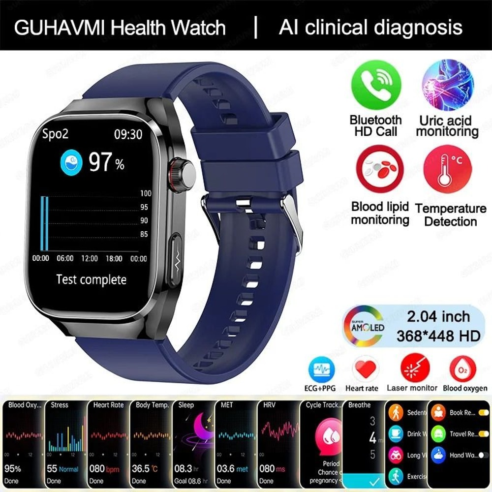 2025 Uric Acid Blood Fat Smartwatch ECGPPG Laser Health Care Executive Metabolic Monitoring Suit 9