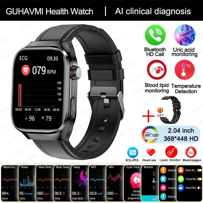 2025 Uric Acid Blood Fat Smartwatch ECGPPG Laser Health Care Executive Metabolic Monitoring Suit 10
