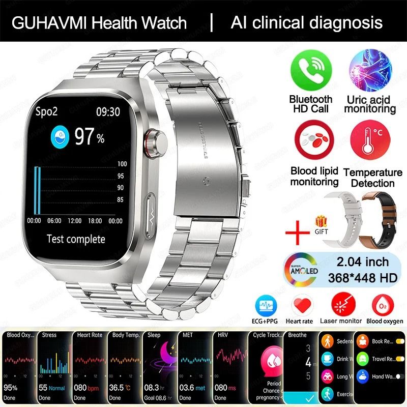 2025 Uric Acid Blood Fat Smartwatch ECGPPG Laser Health Care Executive Metabolic Monitoring Suit 15