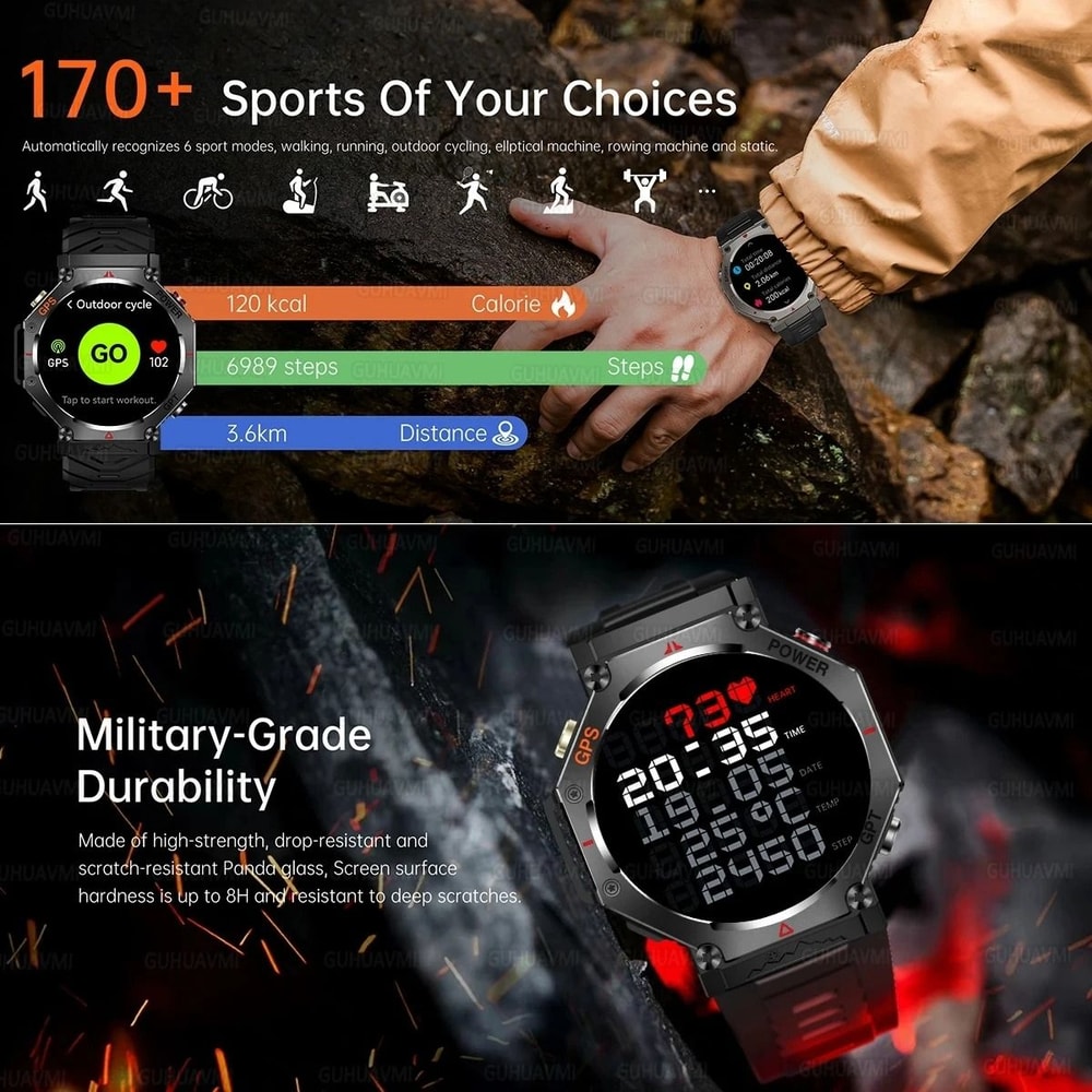 TRex 3 Ultra Military Grade Smartwatch 10ATM Waterproof GPS Executive HD Call Altimeter Sports S 4
