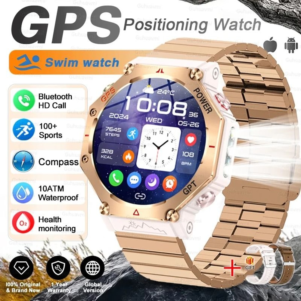 TRex 3 Ultra Military Grade Smartwatch 10ATM Waterproof GPS Executive HD Call Altimeter Sports S 19