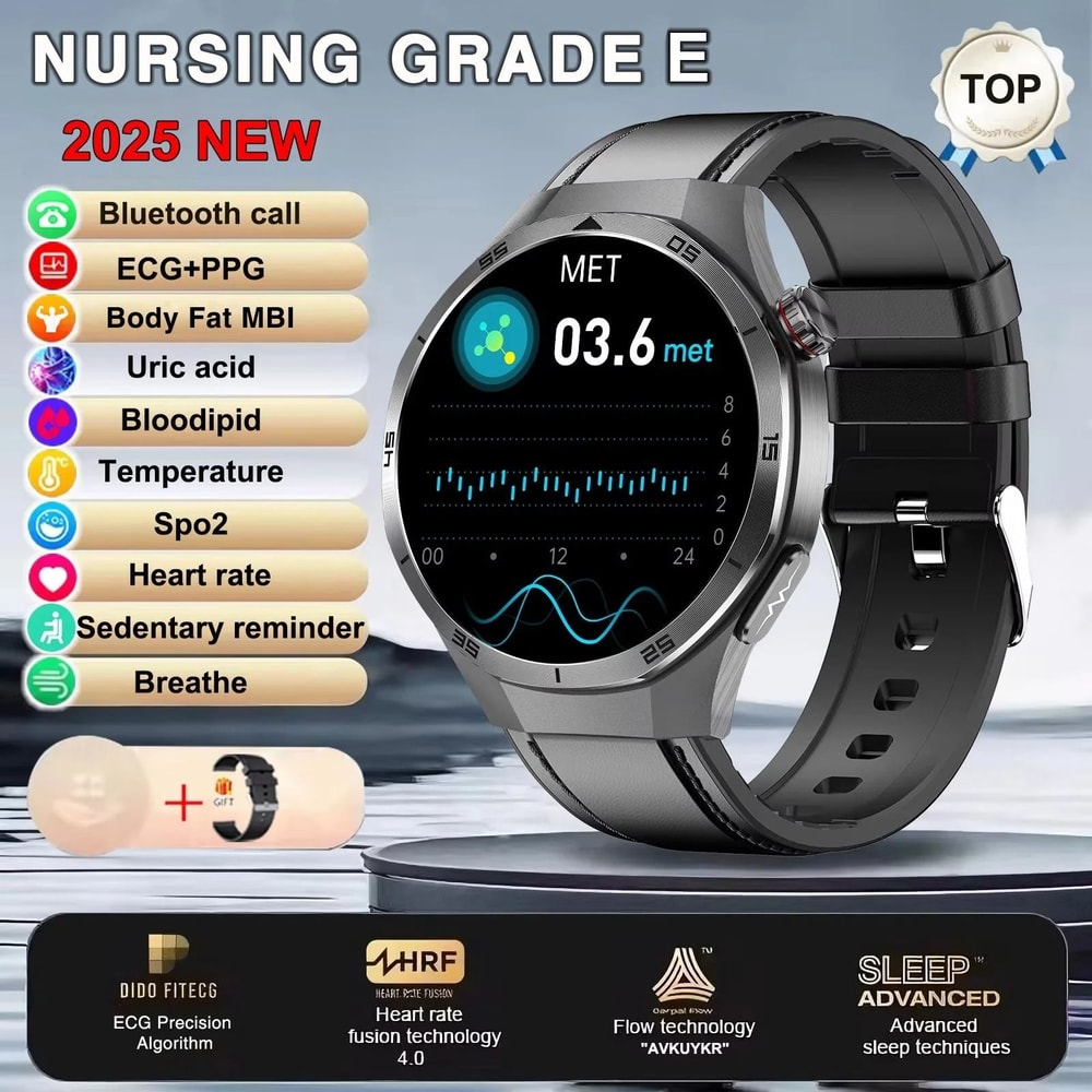 2025 ECGPPG Metabolic Health Smartwatch Uric Acid Lipid Monitoring Executive NFC NFC Health HD 9