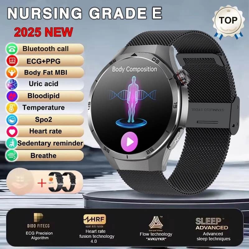2025 ECGPPG Metabolic Health Smartwatch Uric Acid Lipid Monitoring Executive NFC NFC Health HD 11