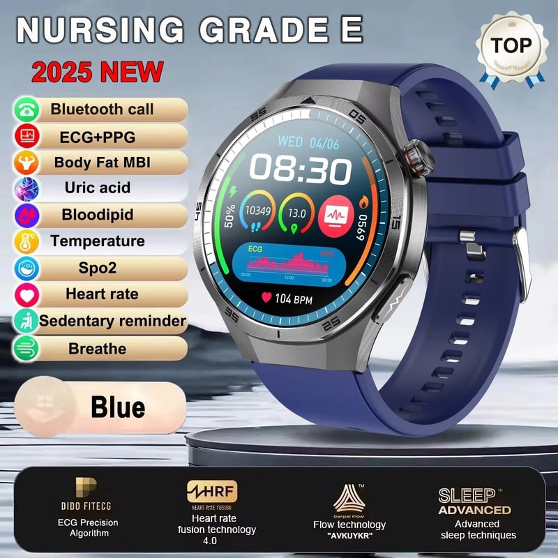 2025 ECGPPG Metabolic Health Smartwatch Uric Acid Lipid Monitoring Executive NFC NFC Health HD 8